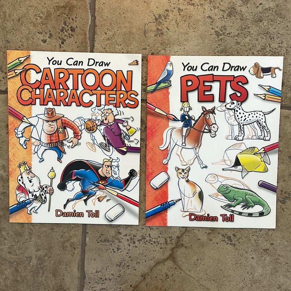 Set of 6 Kids/Children’s Drawing Books- Cartoons, Pets, Animals, Everyday - Picture 4 of 4